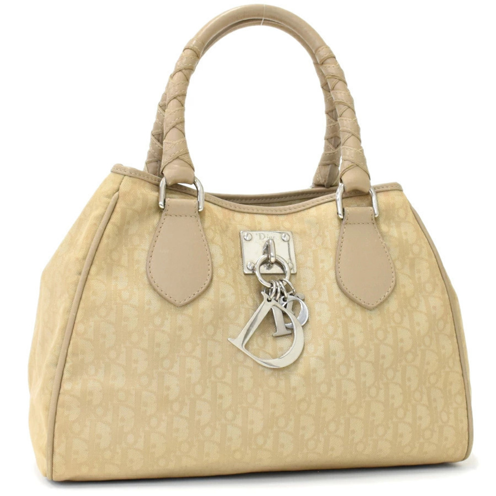 Christian Dior handbag tote bag Trotter canvas leather Beige Cream